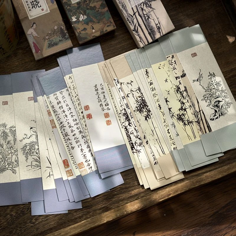 古风丹青绢本书签古典中国风学生阅读留言装饰卡片复古风纪念礼物