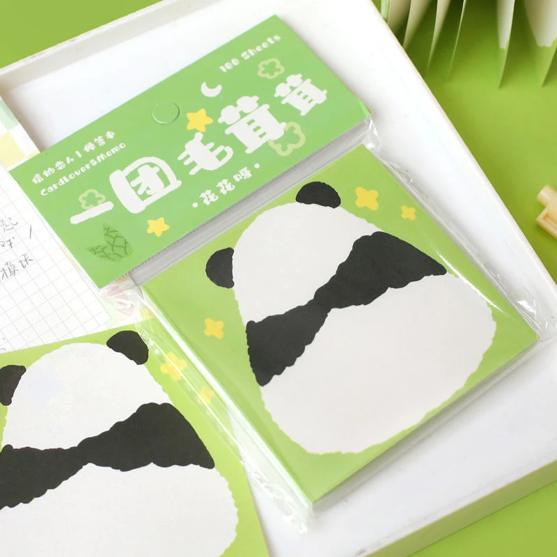 一团毛茸茸便签纸无粘性ins风可爱熊猫动物手帐diy素材便签纸本子