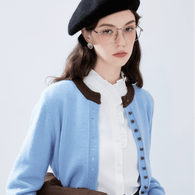 【邱莹莹粉丝专享】秋水伊人通勤圆领针织开衫薄款外搭0170