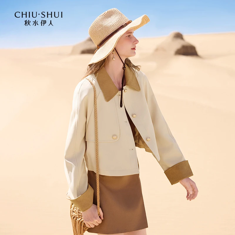 【程总】秋水伊人翻领短款外套春季小个子上衣624102A110285