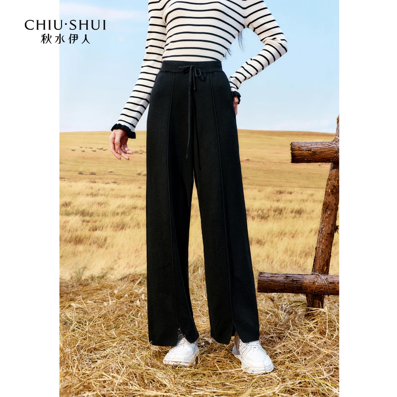 【直播】秋水伊人毛针织裤冬季女装简约休闲裤623408D084381