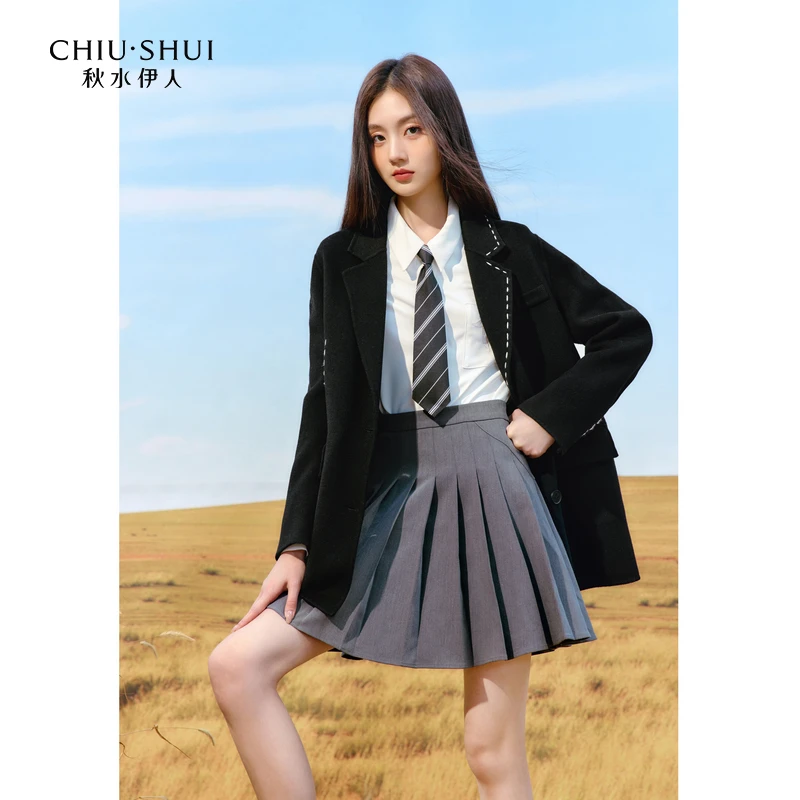 【直播】秋水伊人简约廓形大衣冬季女装毛呢外套623410A130086