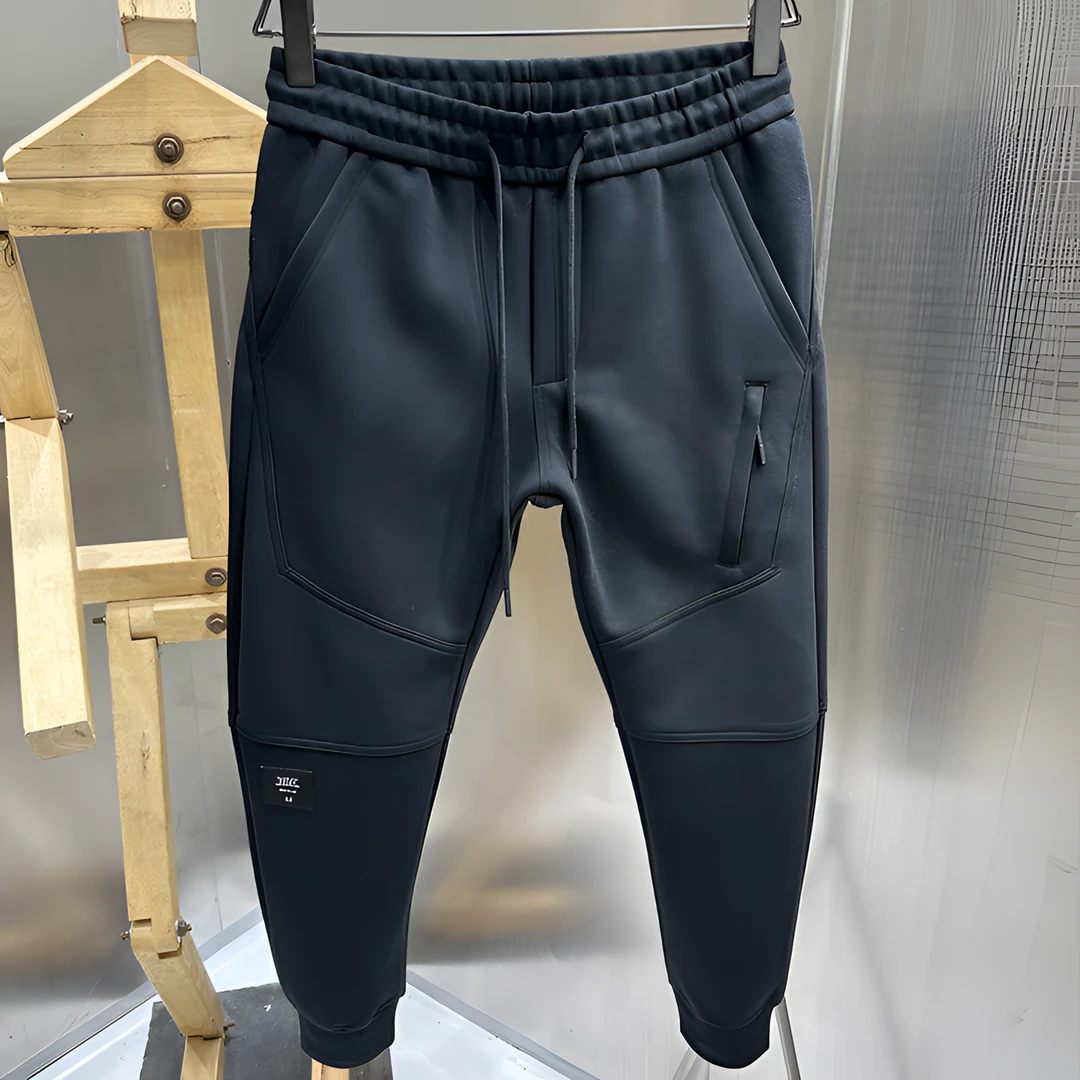 2025秋季新款高档休闲卫裤潮流黑色运动裤百搭口袋带拉链哈伦裤子