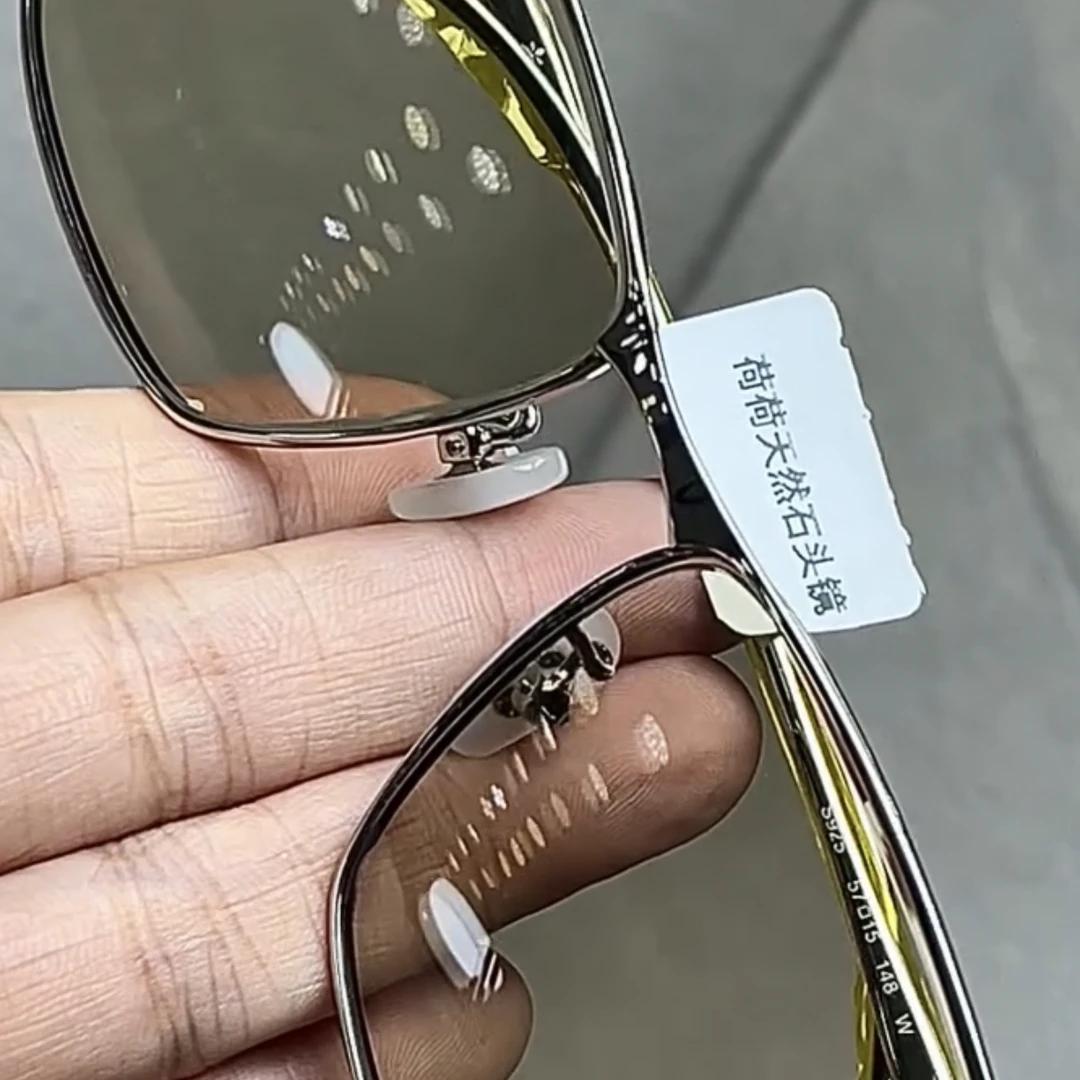 925银东海黄底料冰糖色天然水晶石头眼镜护目镜男复古全框眼镜