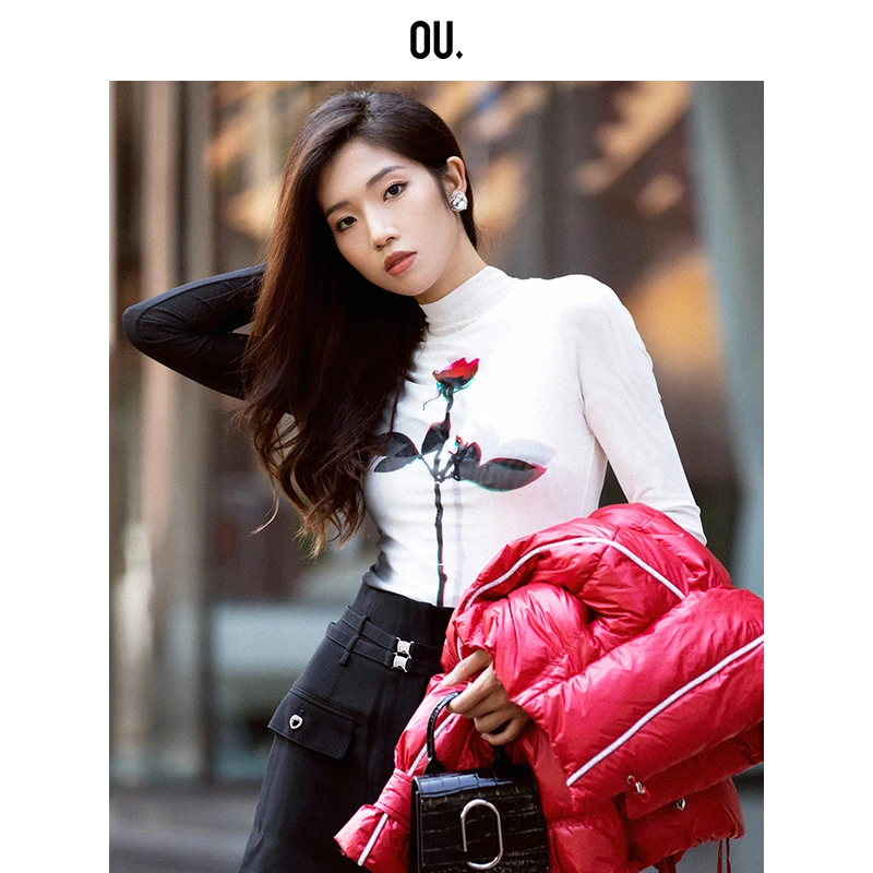 【媛媛】OU./欧点百搭长袖T恤修身显瘦上衣1022240086