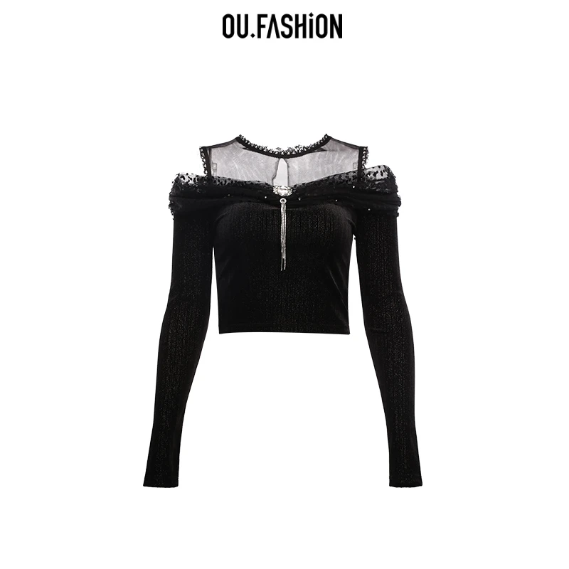 【媛媛】OU.FASHION/欧点百搭气质显瘦性感上衣6032330099