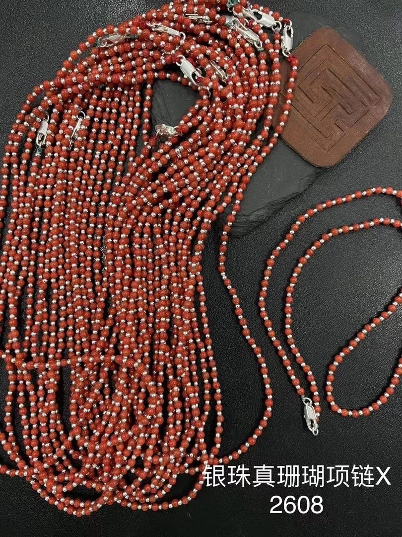 链子足银 蒙古元素民族特色银珠真宝石项链