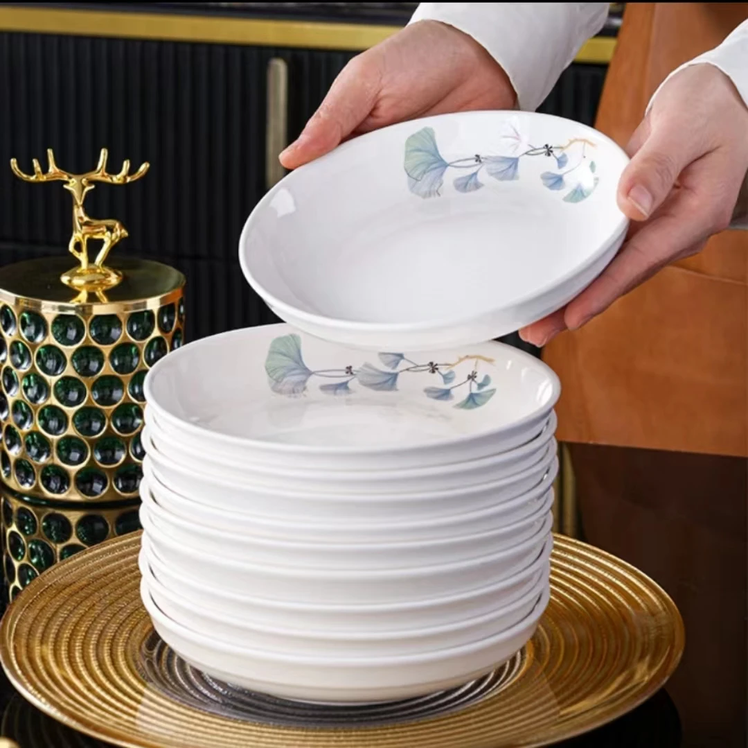 【破损包赔】银杏叶6.25英寸吐骨碟10只家用简约陶瓷欧式盘碟