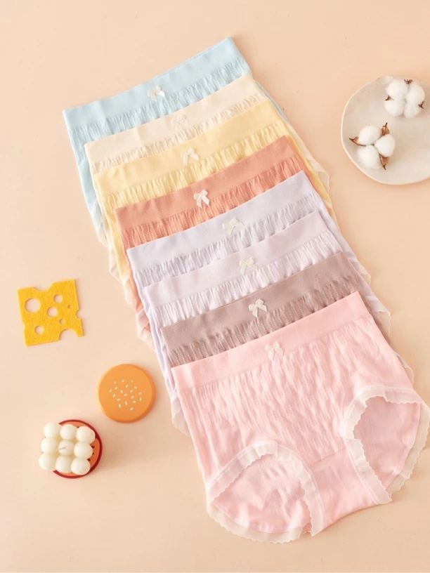 新款烟酰胺7A中高腰面料柔软舒适亲肤透气无痕大码女士短裤10条装