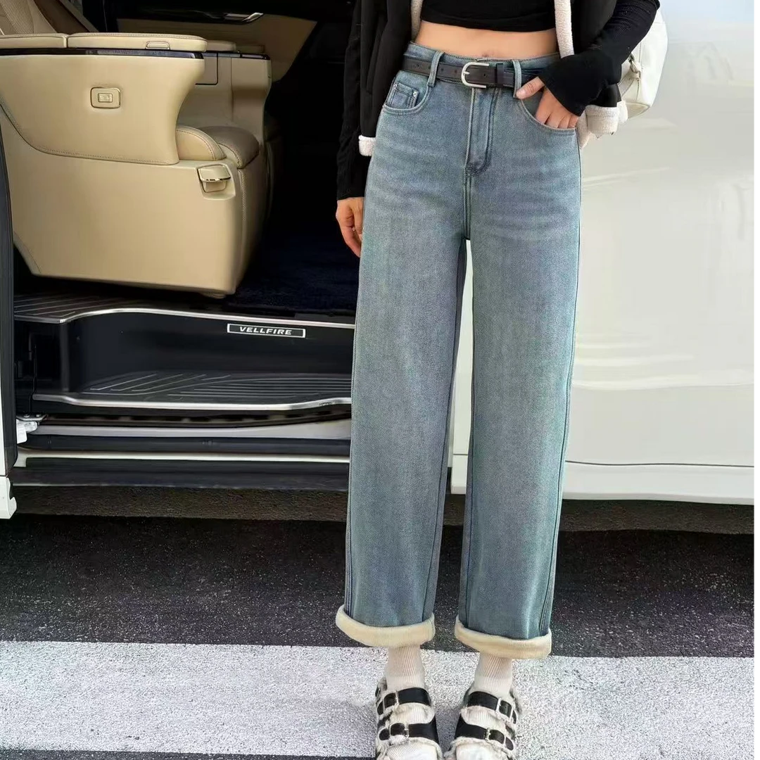 加绒加厚大男友裤