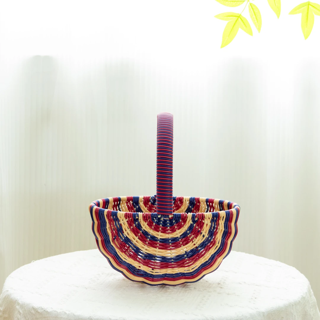 小号仿藤手工编织时尚客厅家用零食篮花篮水果篮拍照篮手提篮篮子