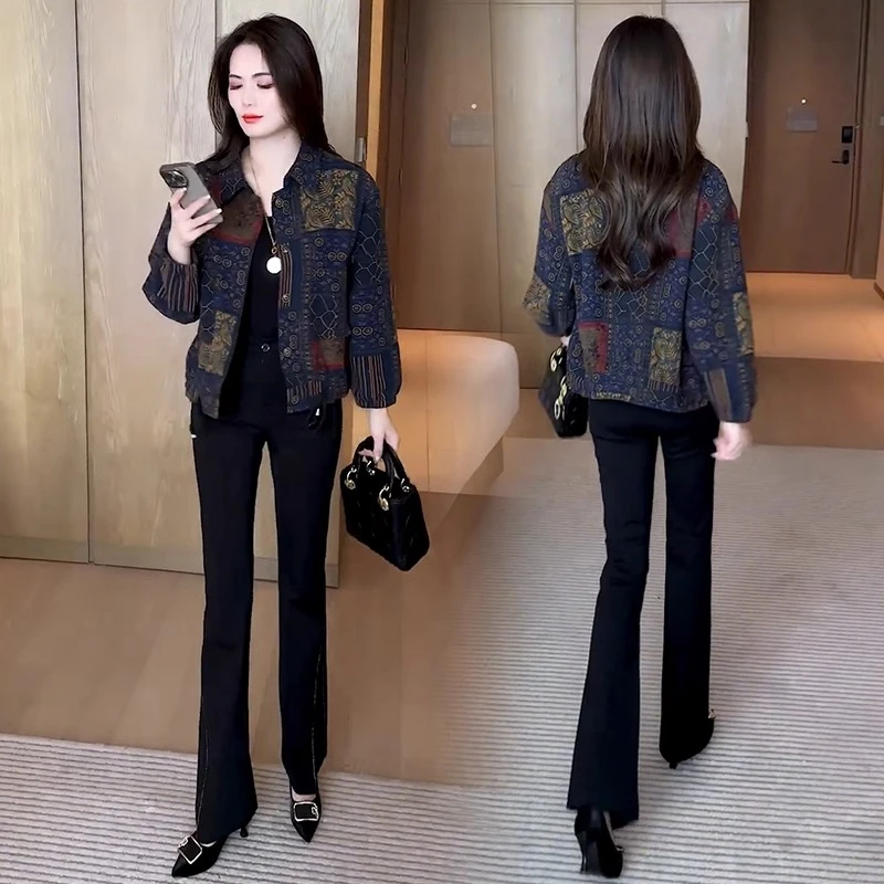 时尚复古短款外套女2024秋季新款洋气宽松显瘦小个子休闲夹克上衣