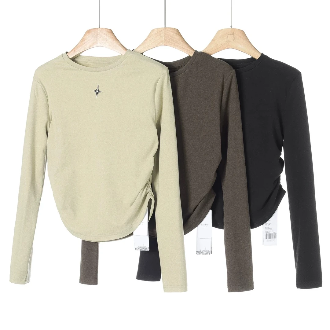 【大飞自营】1702 磨毛圆领立体金属星星修身打底T恤货号显瘦