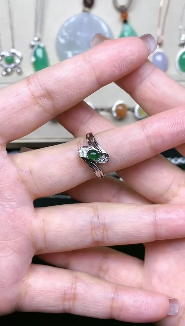 【闪购商品】翡翠戒指银S925镶嵌S925银镶嵌翡翠戒指