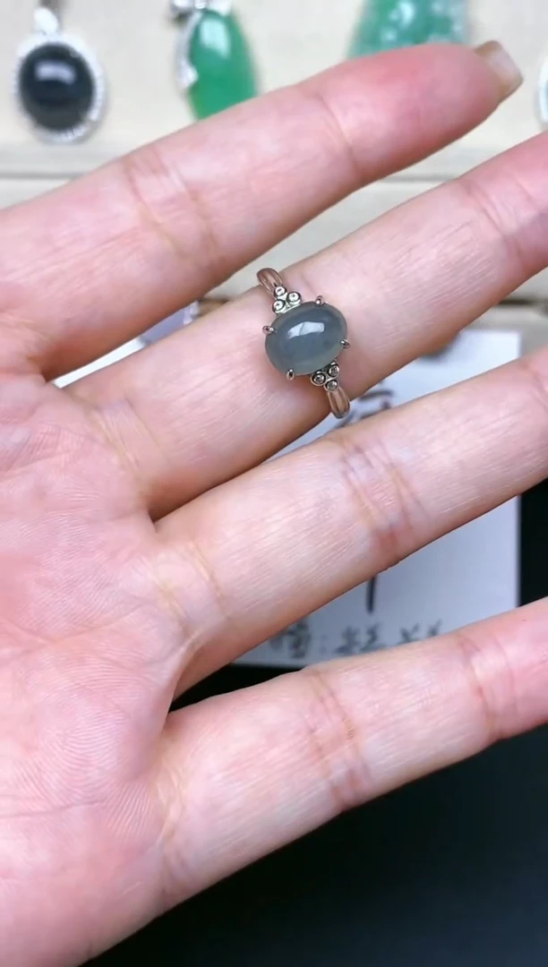 【闪购商品】翡翠戒指银S925镶嵌S925银镶嵌翡翠戒指