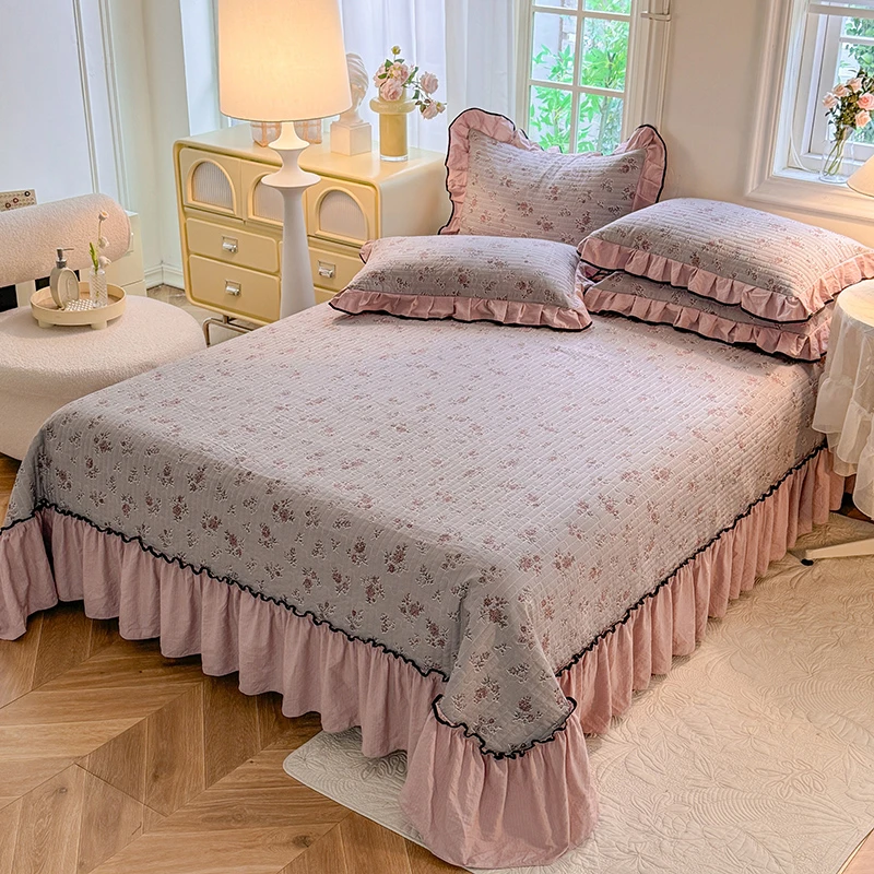 【单品床盖】四季款床盖A类针织棉防滑加厚夹棉床盖韩式绗缝公主风