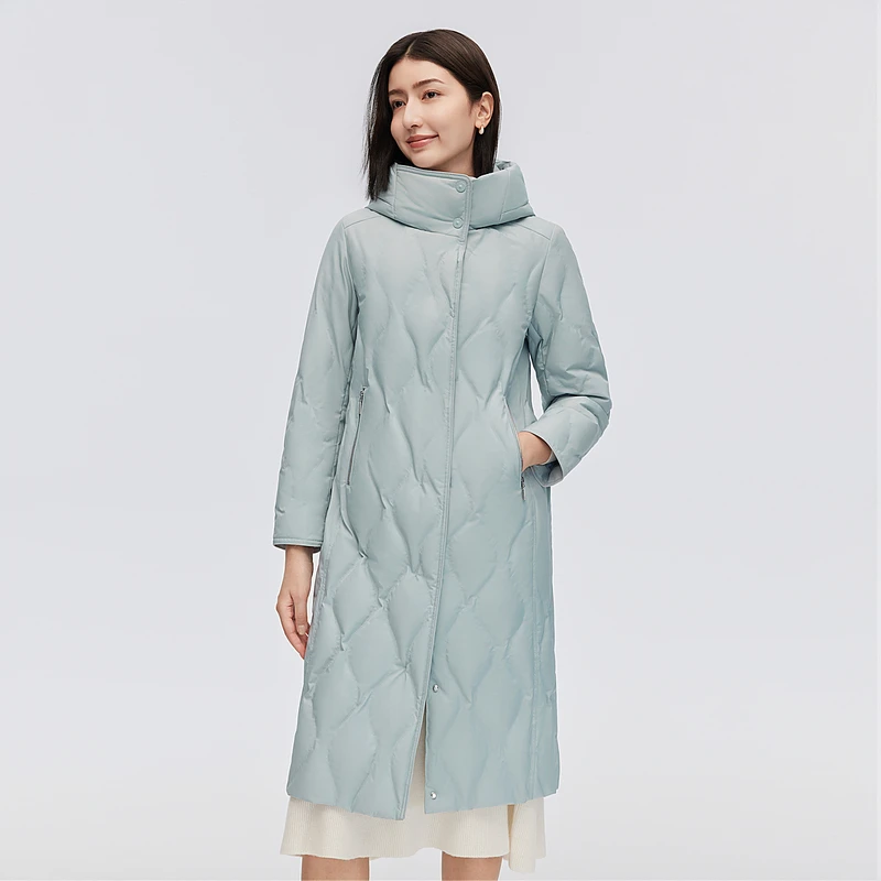 波司登2023女时尚户外过膝长款绗缝保暖羽绒服外套B30144146