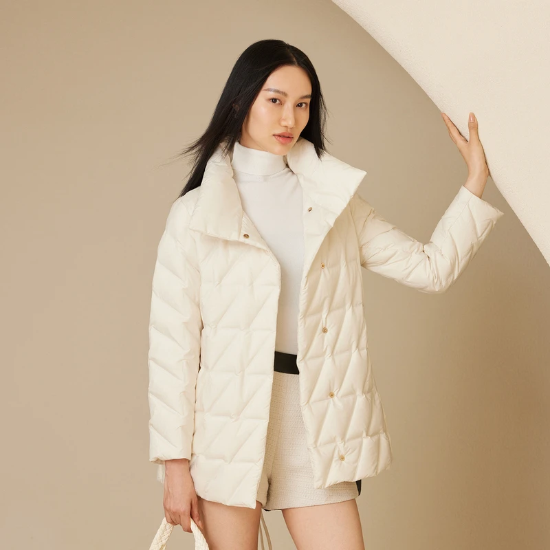 波司登2024秋冬季新款女士一手长经典商务外套轻薄保暖鹅绒羽绒服