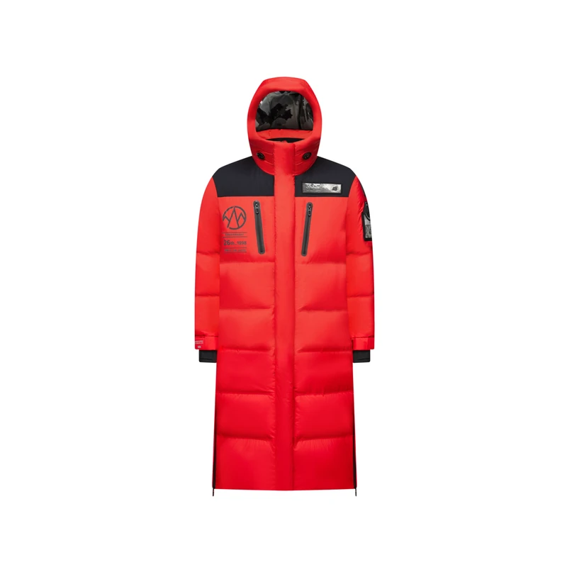 波司登2023冬季长款登峰运动红色加厚保暖连帽羽绒服B30142020N