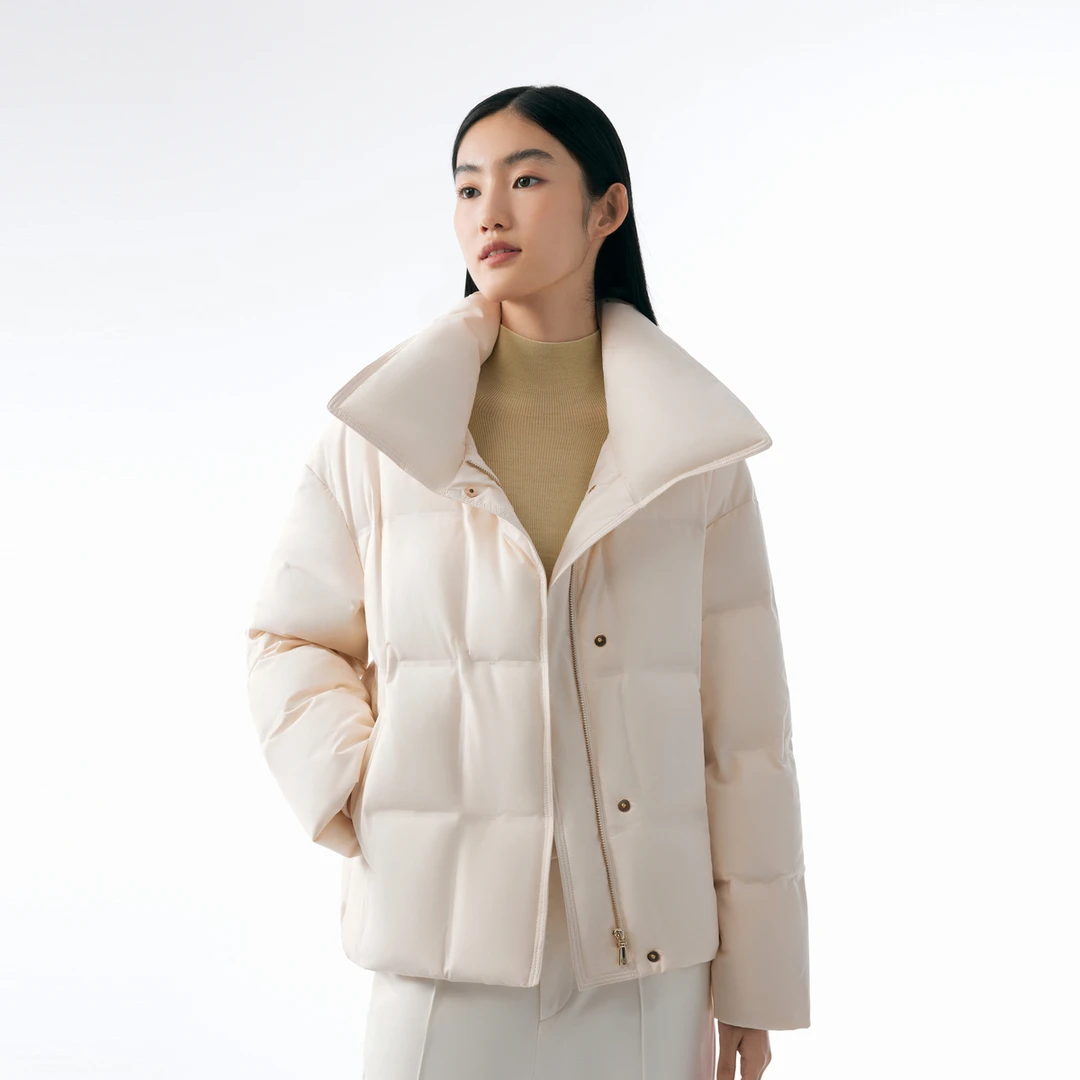 波司登2023年新款秋冬立领保暖百搭通勤时尚简约短款羽绒服外套女