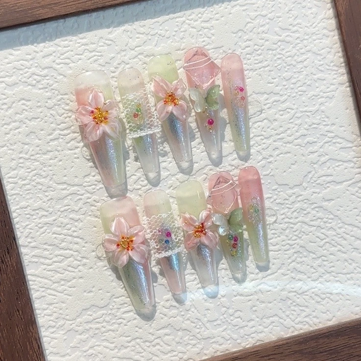 【绿野仙踪】冰透冰花纯欲纯手工穿戴甲全手工