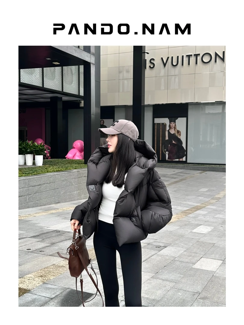 2025冬季新款时尚简约设计师短款白鸭绒羽绒服加厚外套女休闲7088