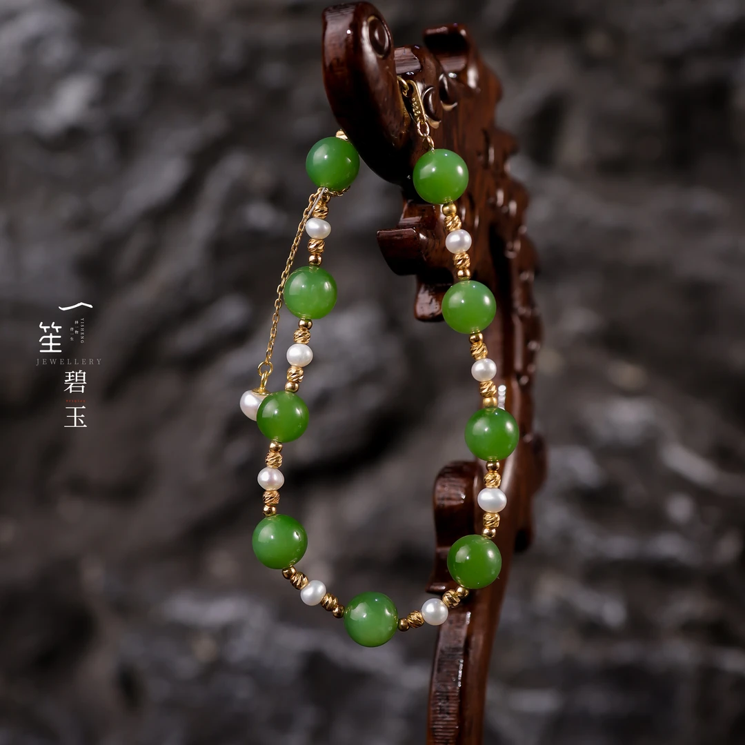 【一笙珠宝】天然和田玉碧玉手链手饰珠串