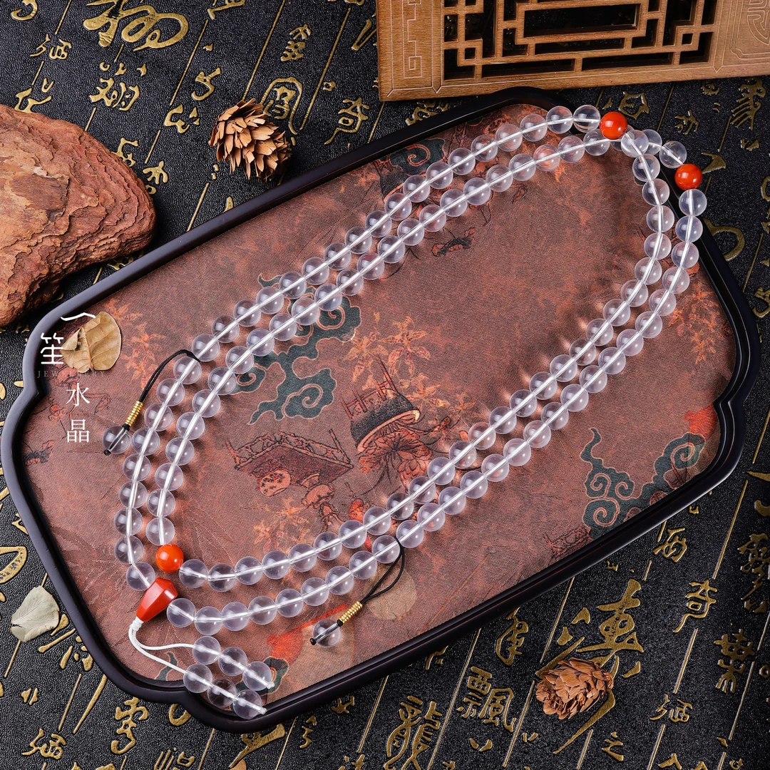 【一笙珠宝】天然水晶白水晶项链108珠串 DY3823