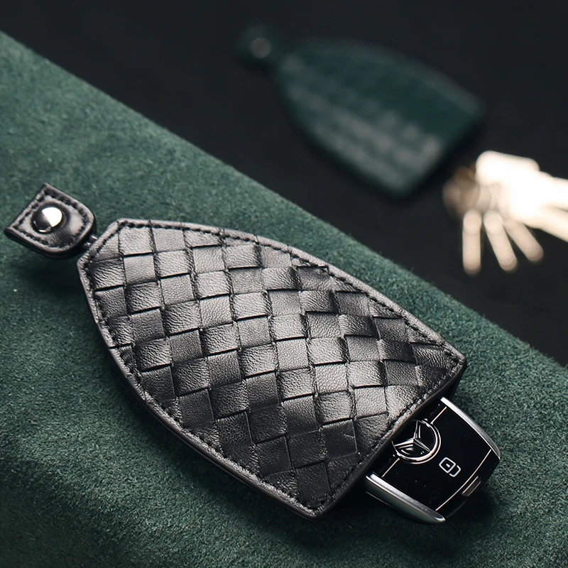 羊皮女士真皮钥匙包车男钥匙套创意抽拉式迷你小巧通用汽车锁匙包
