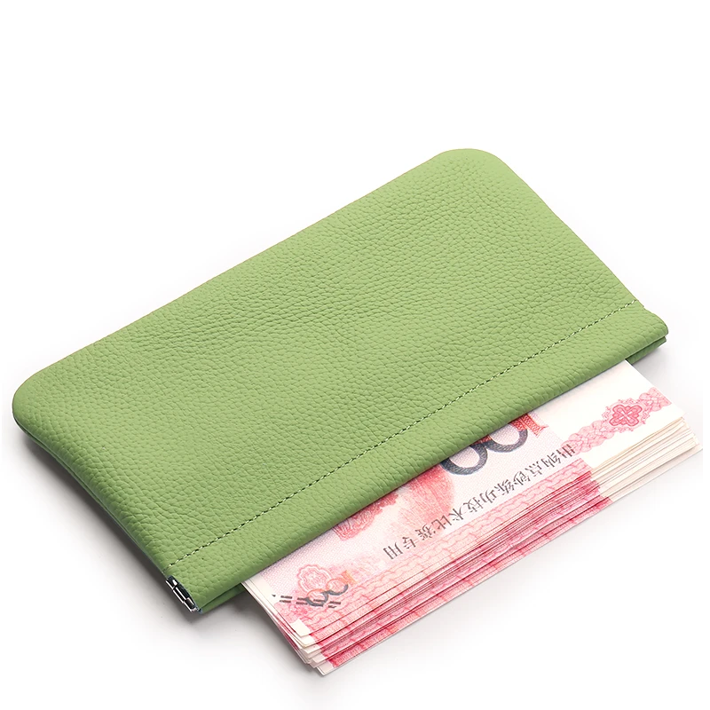 真皮钱包女士2025新款现金存放袋长款钱夹男式大钞收纳夹小零钱包