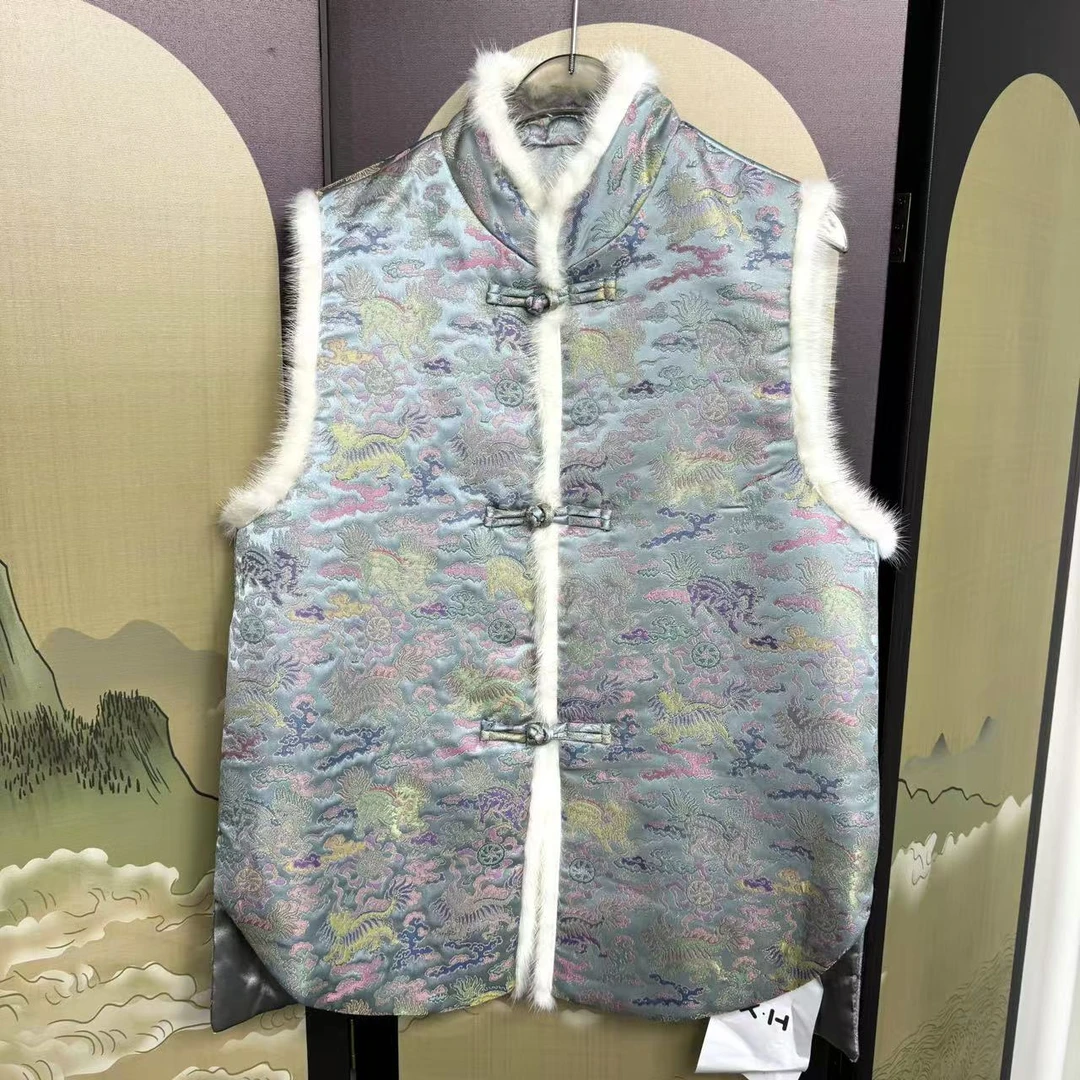 【麒麟水貂马甲】新中式秋冬新款时尚百搭马甲