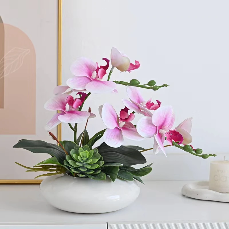 【蝴蝶兰-鹅蛋瓶】仿真花 客厅卧室摆放花室内装饰 简约 时尚