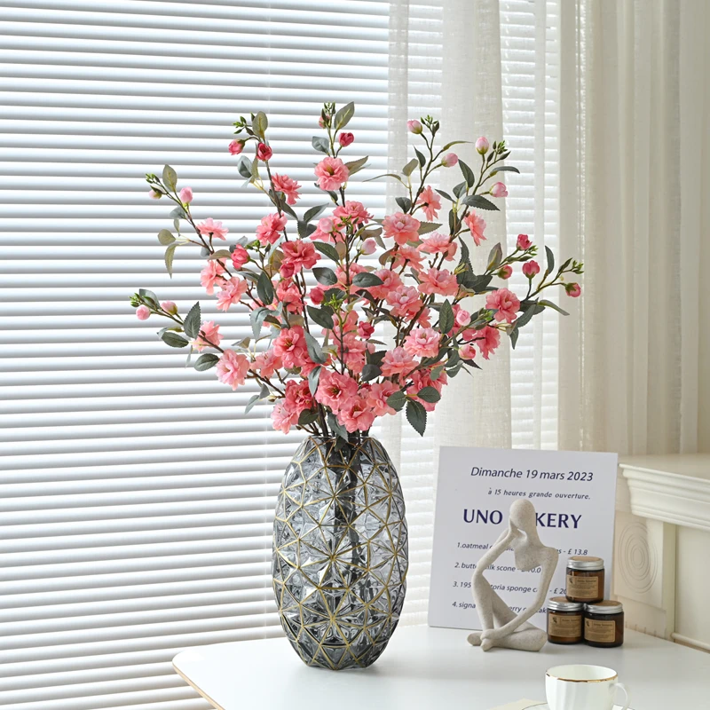 【山茶花】中式仿真花假花干花束装饰摆件客厅电视柜玄关餐桌摆设