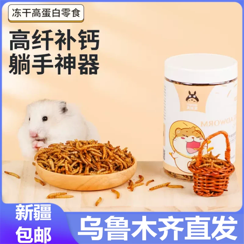 新疆包邮黄粉虫干面包虫干仓鼠刺猬零食龟鸟鱼粮食高蛋白饲料100g