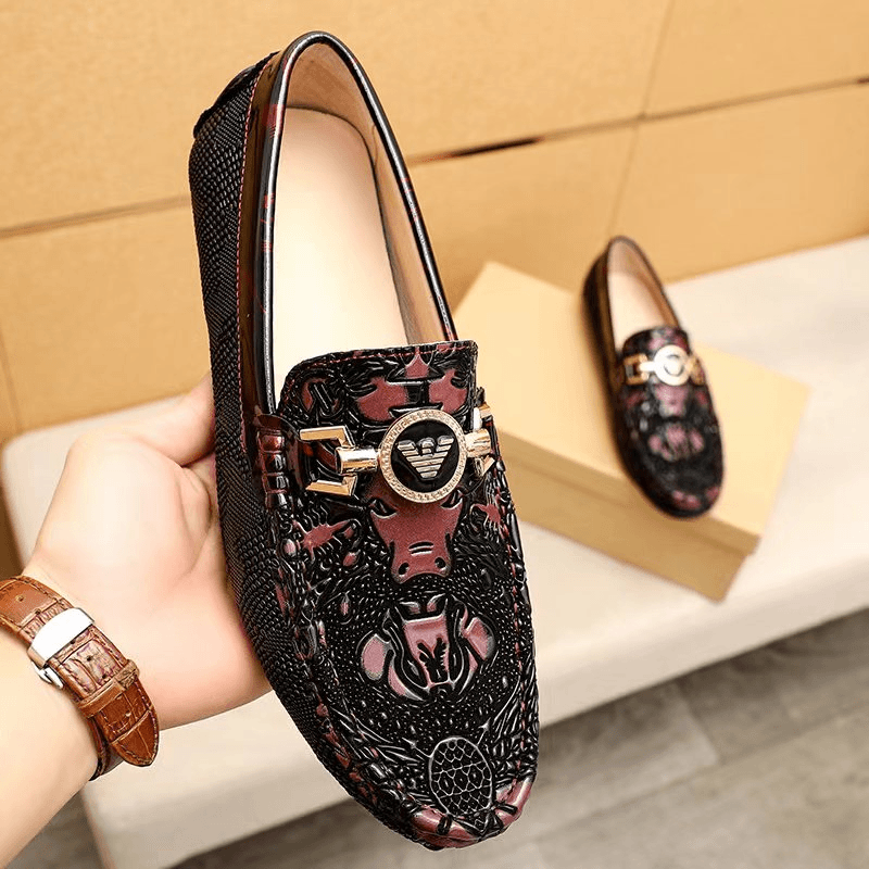 真皮时尚男鞋欧洲站新款英伦风潮牌轻奢男士豆豆鞋一脚蹬懒人鞋鞋