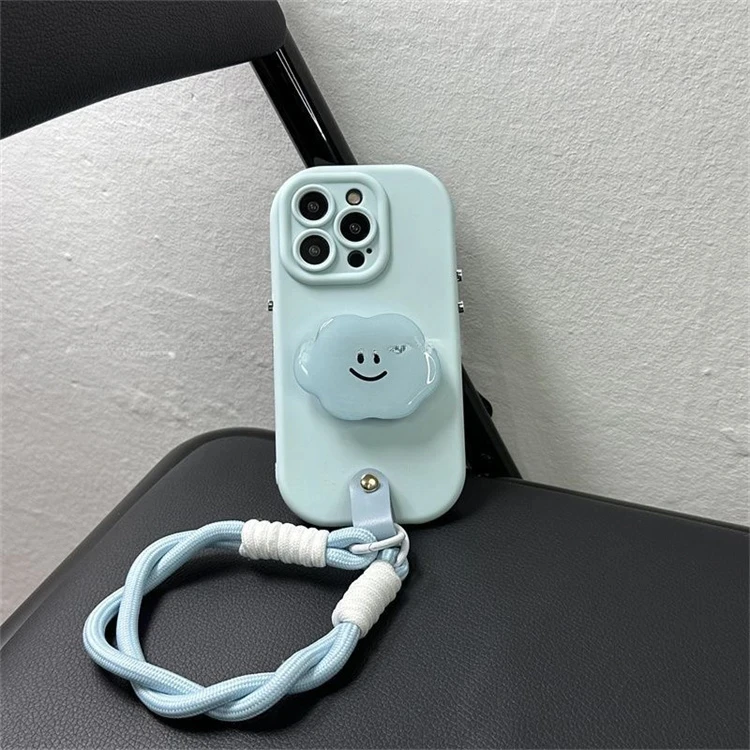 奶蓝云朵支架手绳适用iPhone15苹果13高级感手机壳14promax网红12