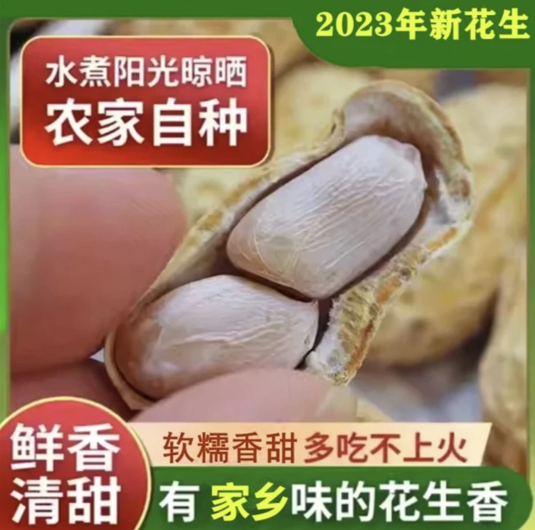 2024广东河源水煮晒干花生日晒花生下酒菜开袋即食坚果零食花生米