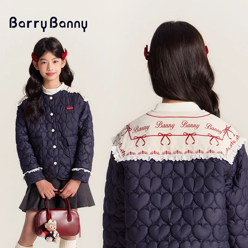 BarryBanny女童外套爱心冬装新款加厚儿童棉服中大童保暖棉袄K619