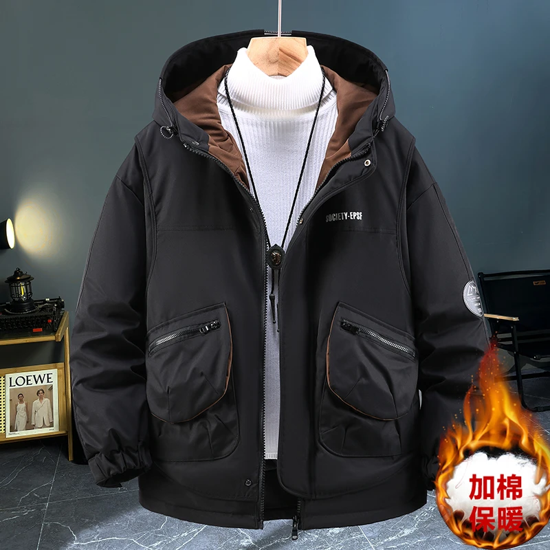 特大码男装加棉外套秋冬棉服男士加厚夹克胖子加肥加大二棉360斤