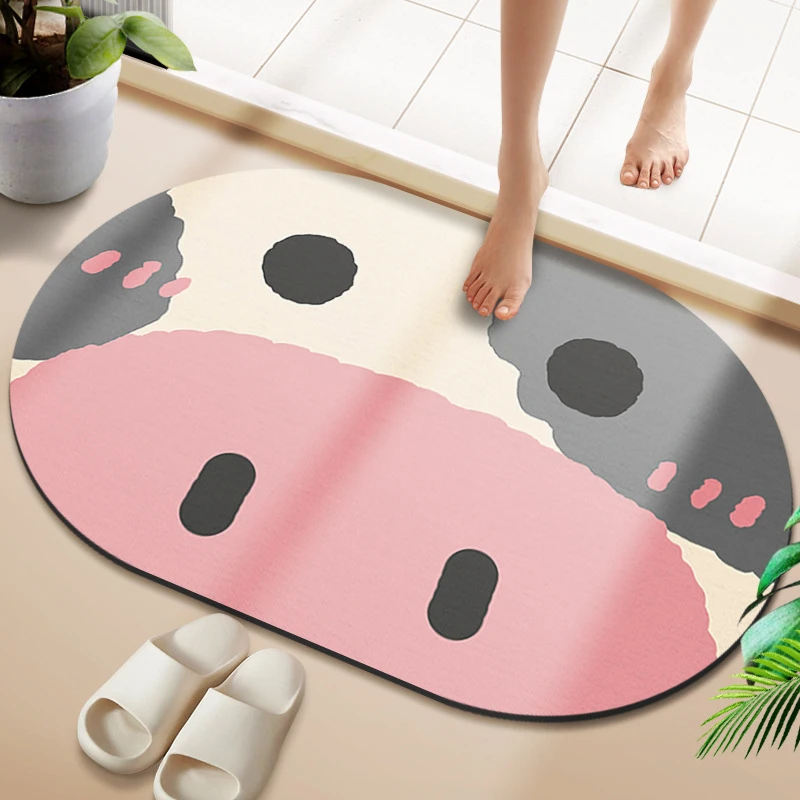 可爱动物硅藻泥吸水地垫防滑软垫浴室卫生间门口脚垫家用洗手间
