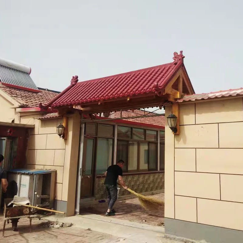 仿古枣红色塑料瓦仿古屋檐门头一体室内装饰瓦凉亭围墙屋顶塑脂瓦