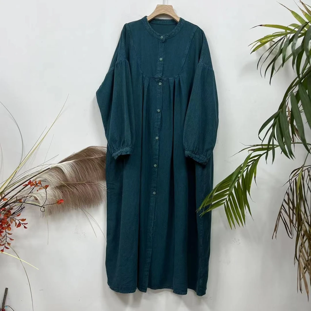 花璟原创设计复古炒色做旧开衫连衣裙（衣长126胸围136）