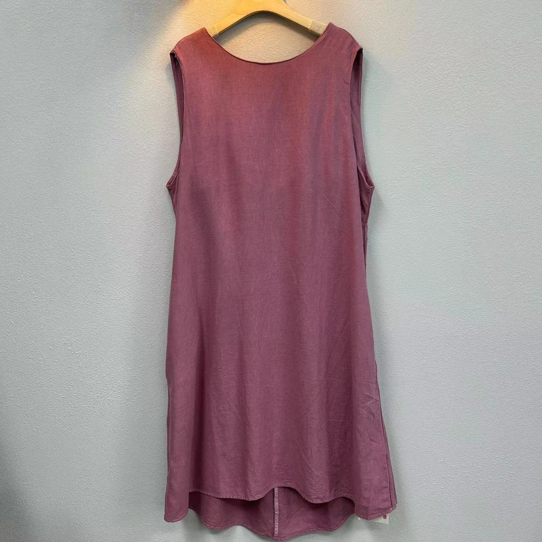 花璟原创~复古炒色做旧后背交叉设计无袖袍裙（衣长110胸围130）