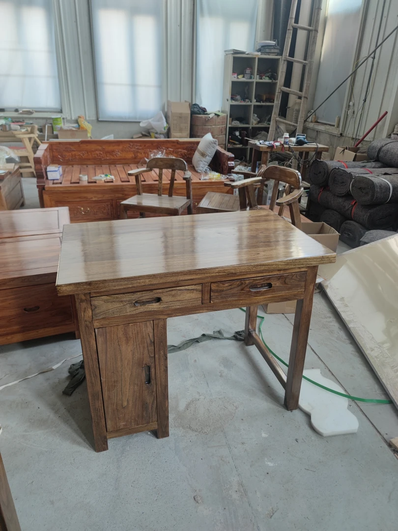 纯实木书桌书架老榆木家具办公桌简约写字桌写字台儿童办公室桌子