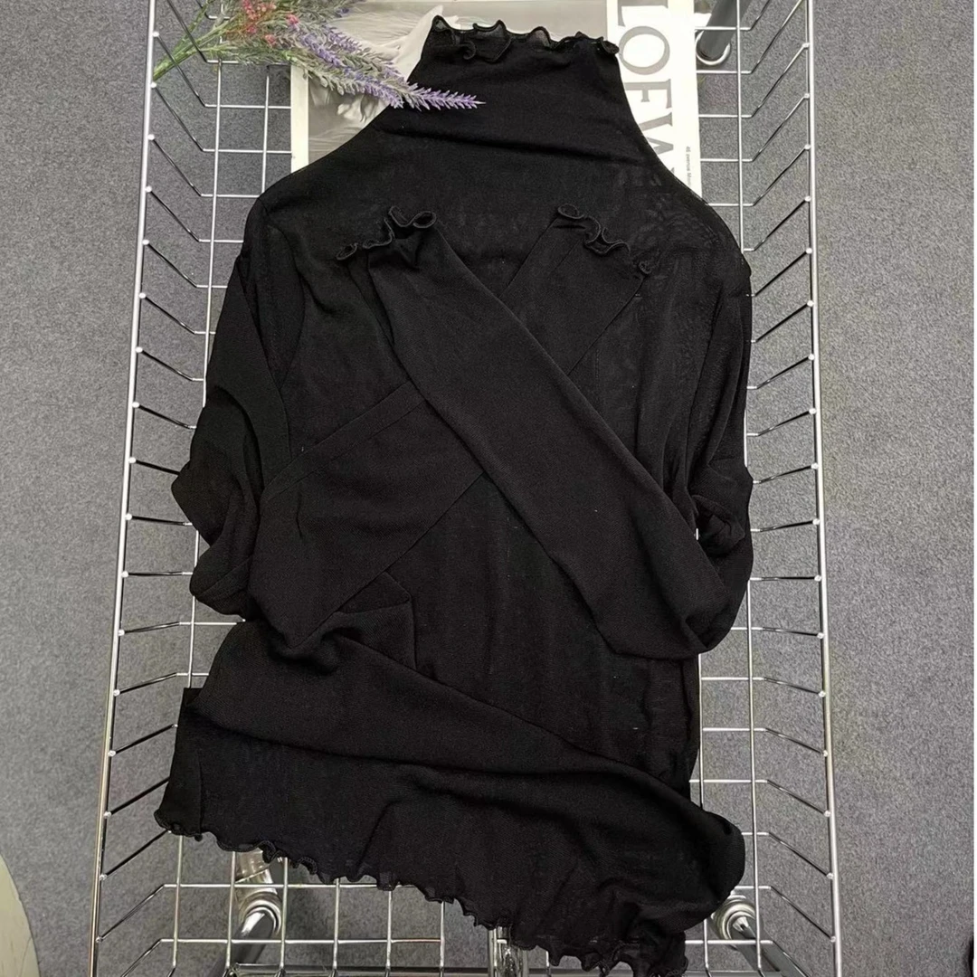 AU秋季新款洋气百搭网纱上衣