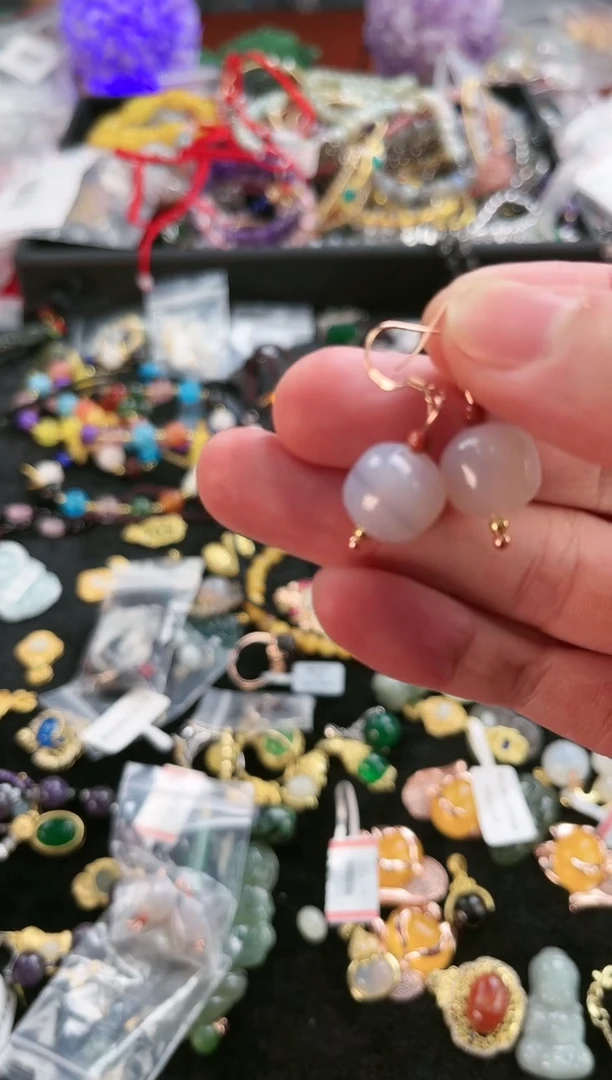 【闪购商品】玛瑙/玉髓耳饰银S925镶嵌1