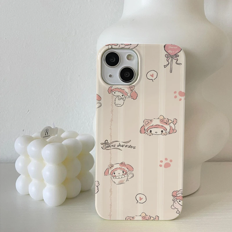 可爱适用苹果15华为oppovivo小米菲林全包粉色美乐蒂手机硬壳防摔