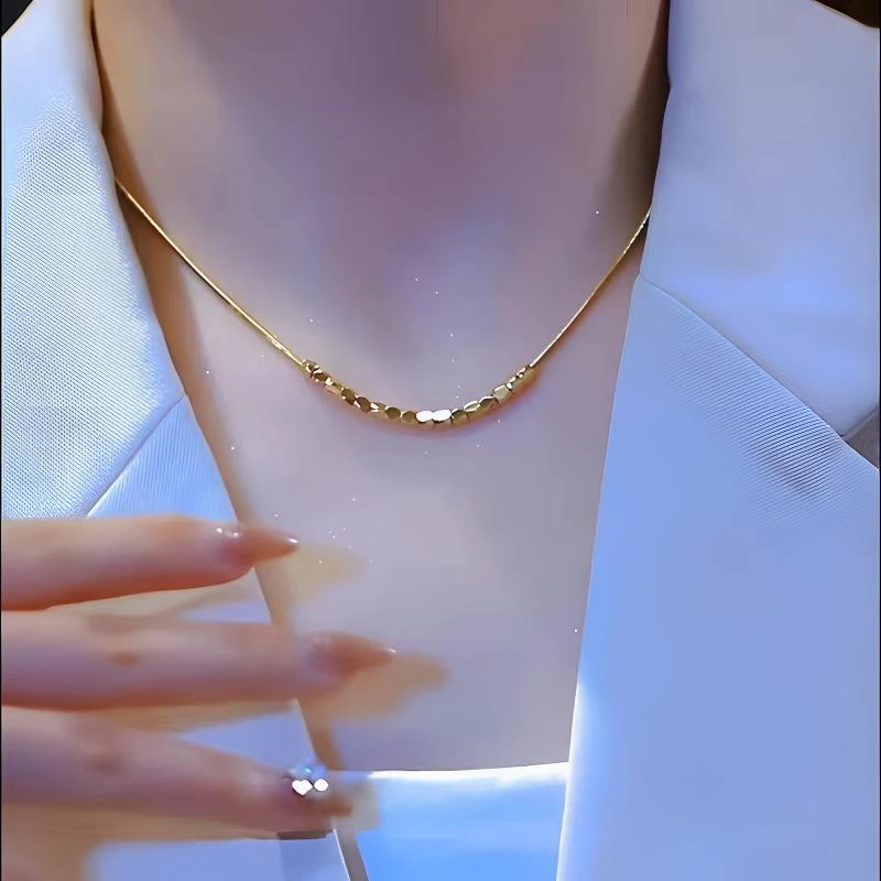 钛钢项链 523—简约小方块项链女小众设计轻奢时尚国潮风