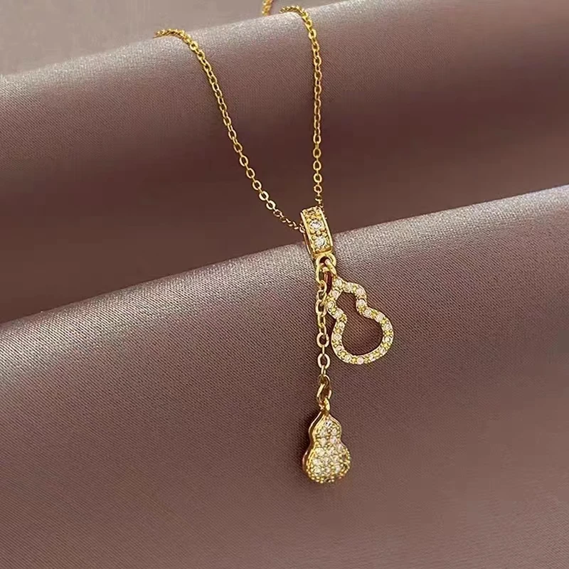 钛钢项链 537—气质素款时尚百搭流苏葫芦项链精致经典轻奢ins