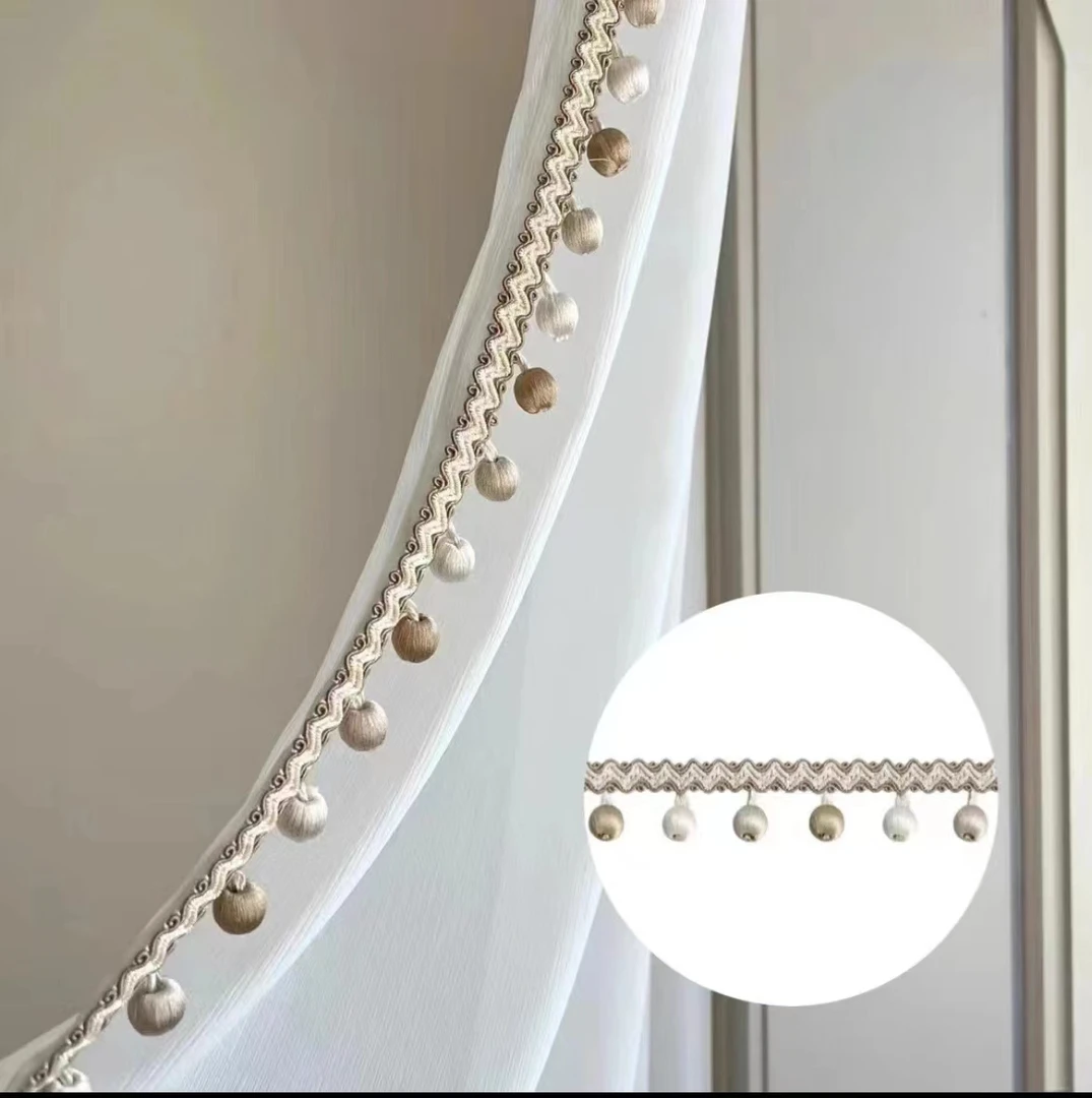 金源窗饰新款高档木珠花边雅丝木珠流苏吊珠装饰幔头花边